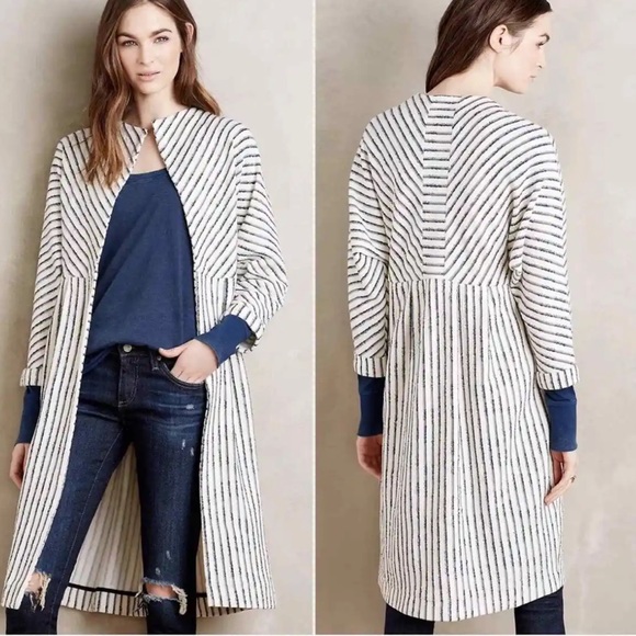 NWT Anthropologie Elevenses Bellport Jacket size Medium open front blue combo - Picture 7 of 13